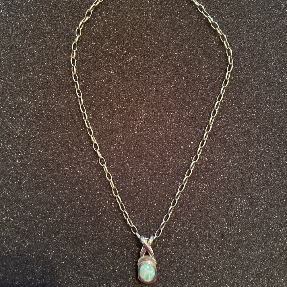 Elegant Silver Necklace with Larimar Pendant